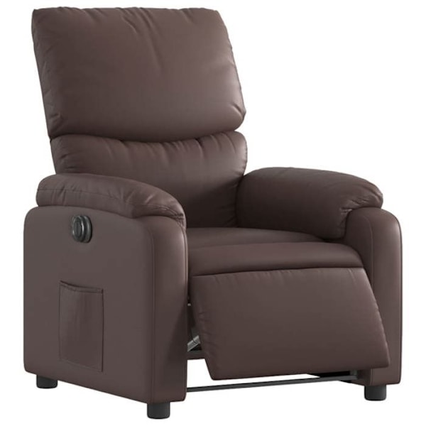 Fauteuil relax TV med elektrisk tipping funktion meget komfortabel i brun PVC DEC028430 kastanj