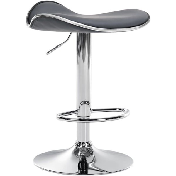 Barstol x1 ergonomisk sits i grå PVC med fot i trumpetform i metall med kromfinish 10_0005381 Grå