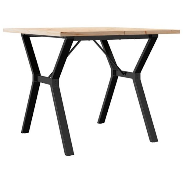 Spisebord i industriel design køkken 90 x 90 x 75,5 cm, massiv fyrretræ og stål, DEC036843 kastanj