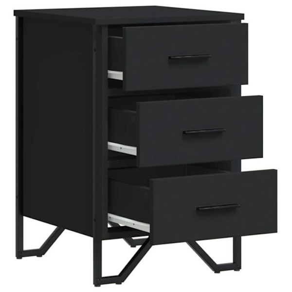 Natbord med 3 skuffer 40 x 41 x 60 cm sort ingeniørtræ og metal DEC034477 kastanj