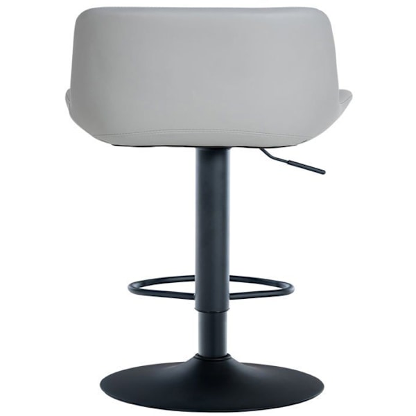 Baari-tuoli x1 musta metallirunko, harmaa PVC-istuin, jossa tikkaus 10_0005445 Grå