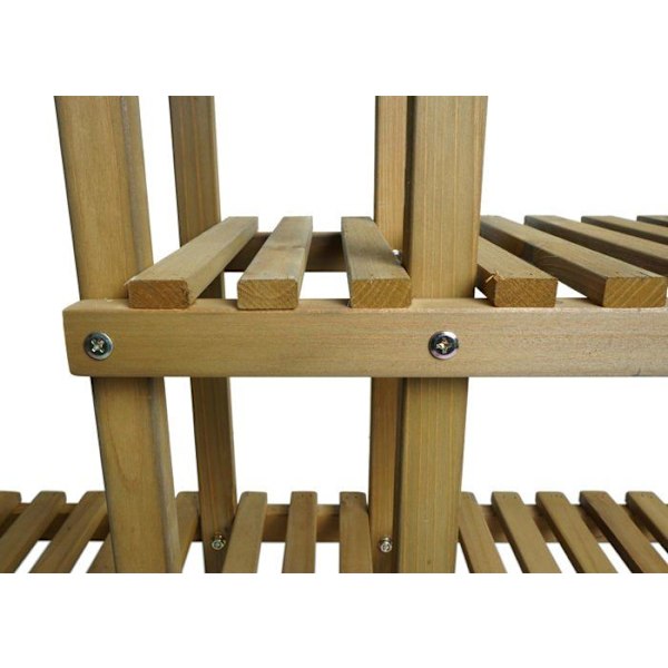 växthylla i trappform, blomstödsställ, 5 hyllor, 95 x 105 x 25 cm, utomhus, furu, brun, 04_0008697 kastanj
