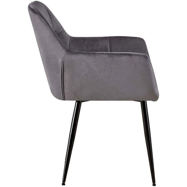 Set med 2 retro design matsalsstolar med dekorativa sömmar i rutor, sits i grå sammet 10_0001534 Grå