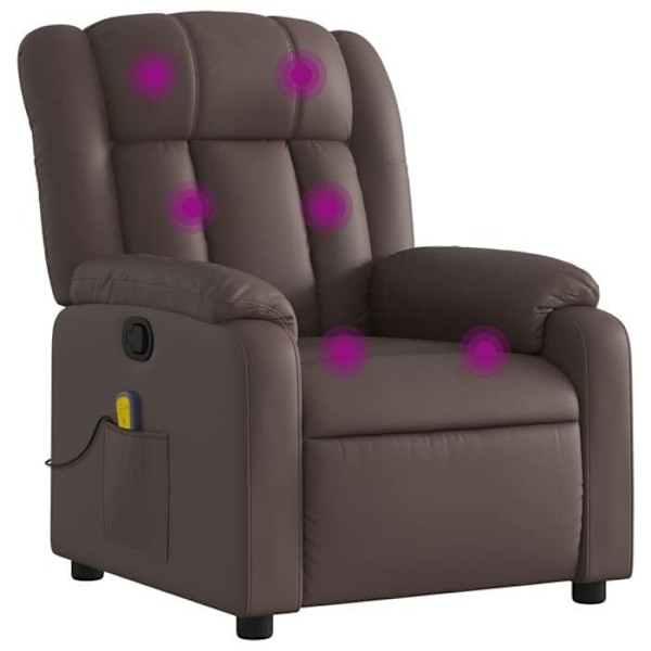 TV-fåtölj med massagesfunktion, 6 massagepunkter, vändbar i brunt PVC DEC027001 kastanj
