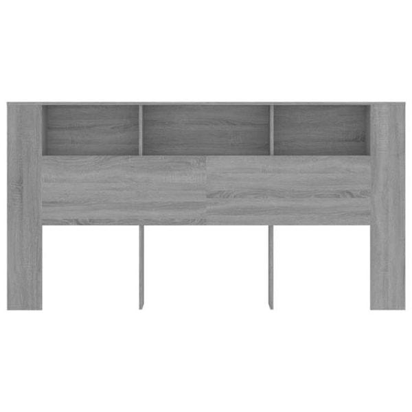 Sänggavel med förvaringsplats, sängbord, hylla 200 x 18,5 x 104,5 MDF grå