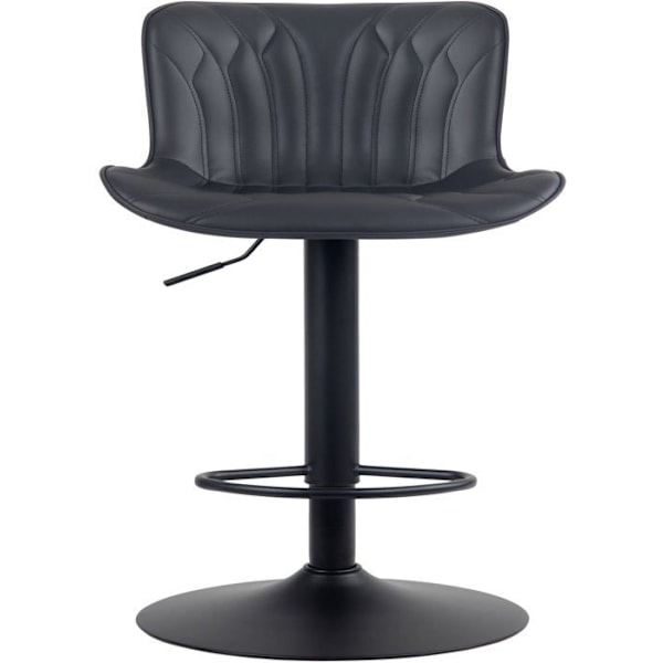 Barstol høj x1 med dekorative syninger i sort PVC, ben i sort metal 10_0005166 Metall