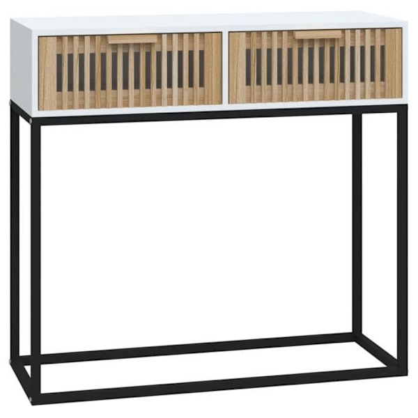 Funktionsdygtig og stilfuld konsolbord med skuffer 80 x 30 x 75 cm i ingeniørtræ og jern DEC031714 kastanj