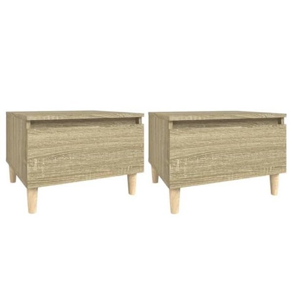 Set med 2 nattduksbord med låda 50 x 46 x 35 cm ingenjörsträ färg ek DEC032630 kastanj