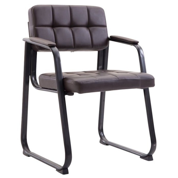 Set om 2 besöksstolar med armstöd, sits i brun PVC, svart metallram 10_0003107 kastanj