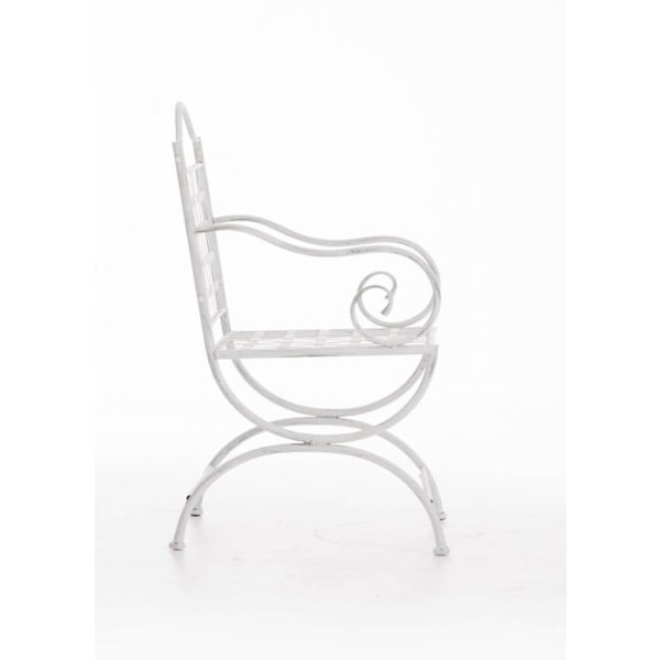 Valkoinen vanha metallinen terassipatio tuoli 10_0003010 Vit
