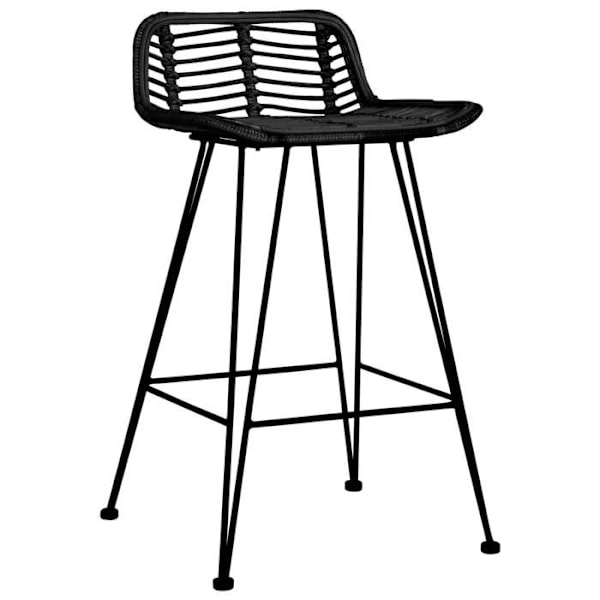 Barstole x2 høje stole i naturlig rattan + metalben DEC029404 Metall