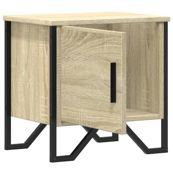 Sæt af natborde med skuffe med låge 40 x 30 x 40 cm ingeniørtræ farve eg og metal DEC035225 kastanj
