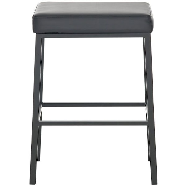 Sæt med 2 barstole med fodstøtte, enkel design, højde 85 cm, i sort PVC og sort metal 10_0004381 Metall