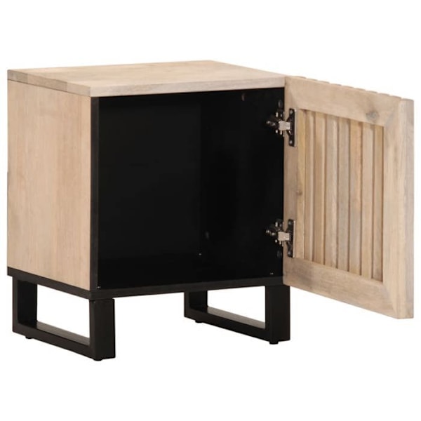 2 kpl yöpöytiä ovikompartimentilla 40 x 34 x 46 cm valkaistu mango-puu ja teräs DEC034797 Vit
