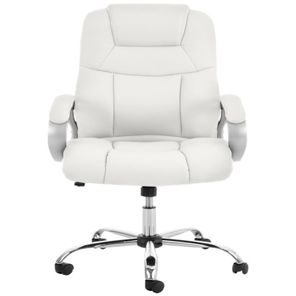 Ergonominen toimistotuoli on mukava valkoisesta PVC:stä ja kromimetallista 10_0002378 Vit