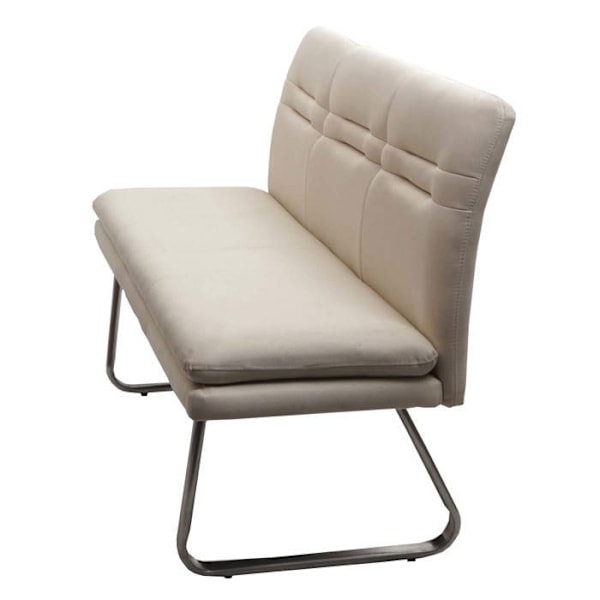 Bänk för matsal, stoppad bänk med ryggstöd i krämfärgad tyg, rostfritt stål, längd 160 cm 04_0005849 Grädde