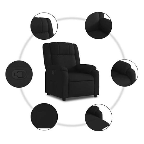 TV-reclinerstol med komfortabel polstring og manuel hældningsfunktion i sort stof DEC028109 Svart