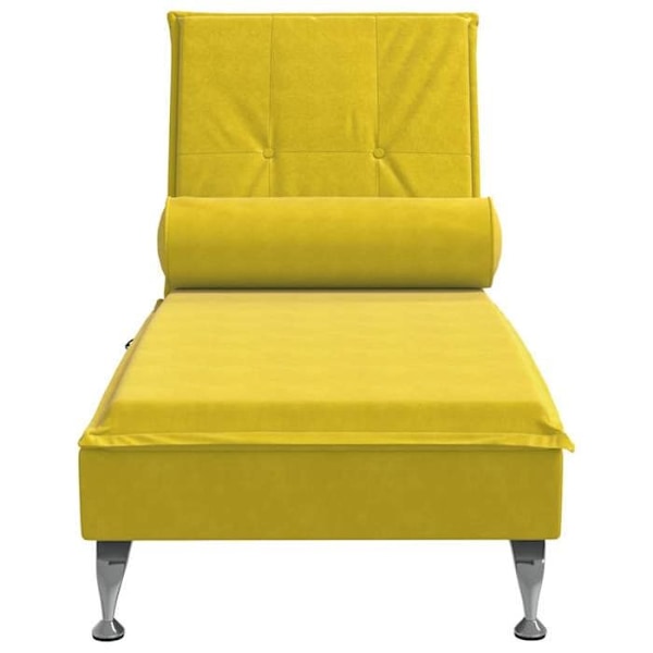 Meridienne chaise longue för inomhusmassage med kudde i gul sammet DEC026153 Gul