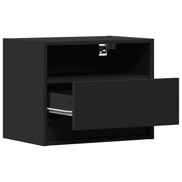 Vægmonteret natbord med LED-lys og skuffe 50 x 34 x 40 cm sort ingeniørtræ DEC034208 kastanj