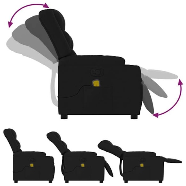 TV afslappningsstol med massagefunktion, justerbar, 6 massagesykler, sort stof DEC027058 Svart