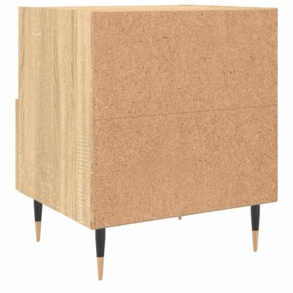 Sæt med 2 natborde med skuffe og åbent rum 40 x 35 x 47,5 cm ingenieritræ farve eg og jern DEC035234 kastanj