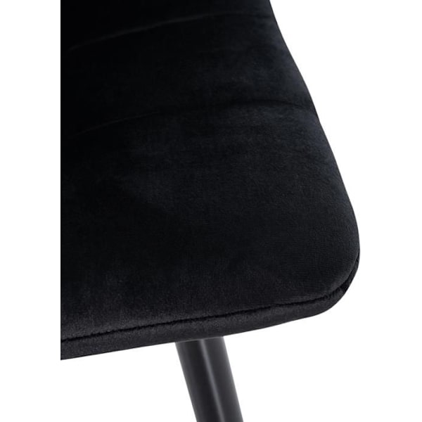 Spisestol x1 med dekorative firkantede syninger i sort velvet stof og sort metal 10_0002128 Metall