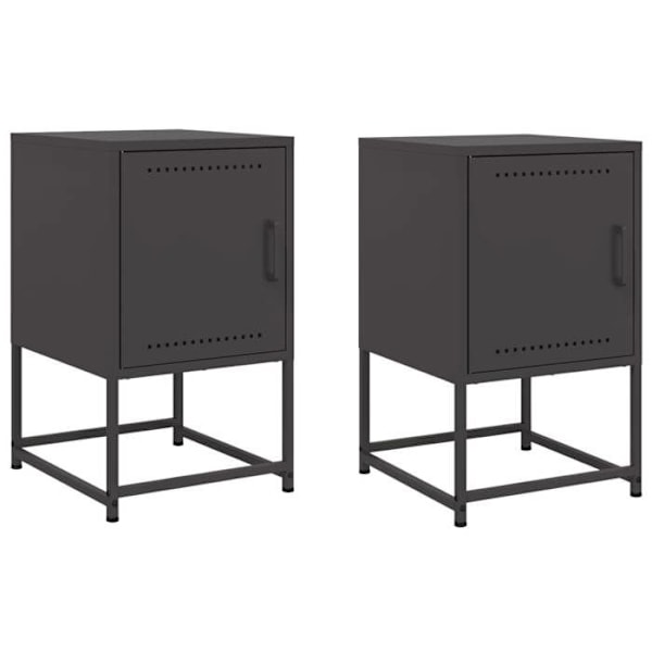 Sæt af 2 natborde med rum med dør 36 x 39 x 60,5 cm sort stål DEC035485 Svart