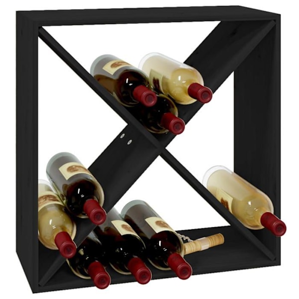 Vinreol med 4 opbevaringspladser til flasker 62 x 25 x 62 cm, lavet af sort fyrretræ DEC024438 kastanj