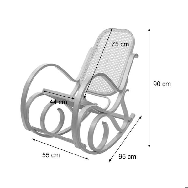 Svingestol i lyst træ - Rocking chair - Antracitgrå - Stof