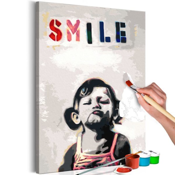 Målarset för egen målning med nummer, motiv Smile 40 x 60