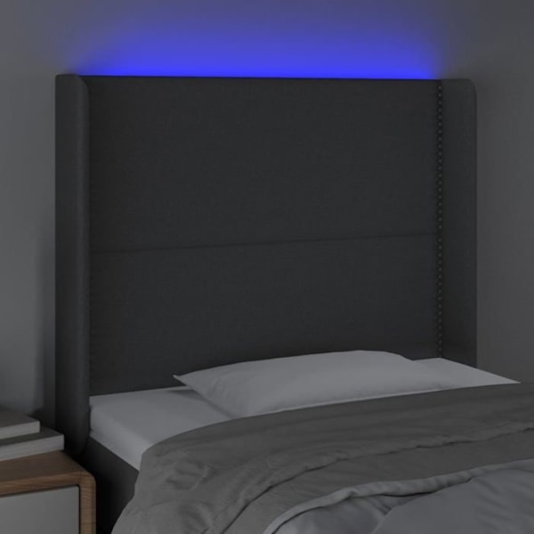 Sengegavl tilbehør soveværelse møbel med LED 83 x 16 x 118/128 cm mørkegråt stof TDL0201025 Grå