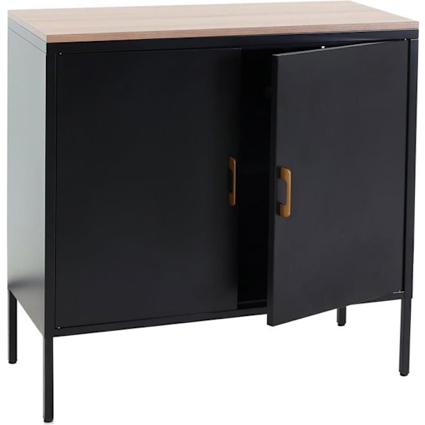 Coode työpöydän säilytyskaluste buffet 2 ovella metalli 90 x 90 x 40 melamiini musta MDF-pinta 2 lokeroa ovilla