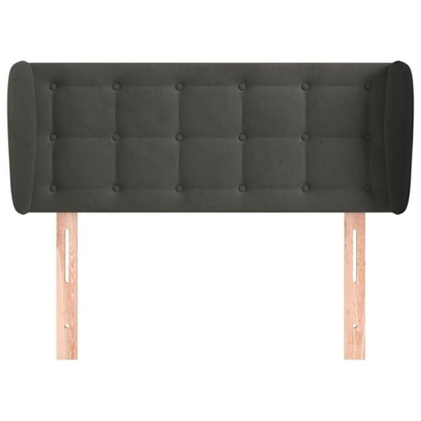 Hovedgærde til soveværelse, polstret sengemøbel med sidekant 93 x 23 x 78/88 cm i mørkegrå fløjl Grå