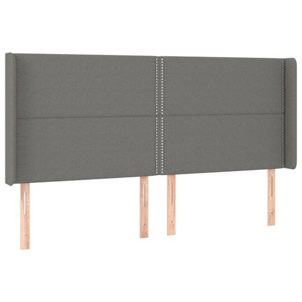 Hovedgærde til soveværelse med sidekant 183 x 16 x 118/128 cm mørkegrå stof TDL0204967 Grå