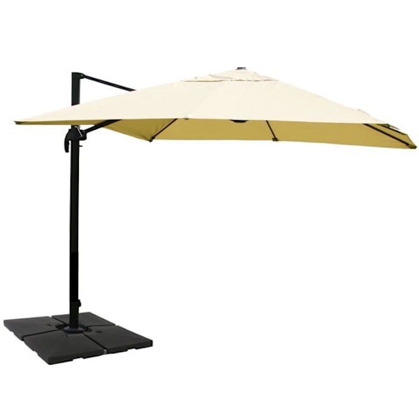 Ammattilaisparasiitti ravintolalle puutarhaan terassille, 3 x 4m (Ø5m) polyester/alumiini 26kg kerma, jalalla, kääntyvä