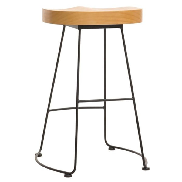 Barstol x1 med fodstøtte i industriel design i metal og træ 04_0008592 kastanj