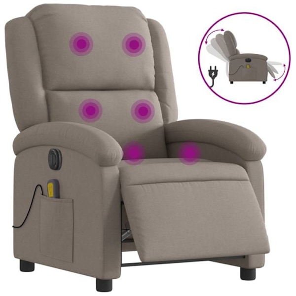 TV afslapningsstol med massagefunktion, elektrisk, 6 massagepunkter, taupe stof DEC027264 Mol