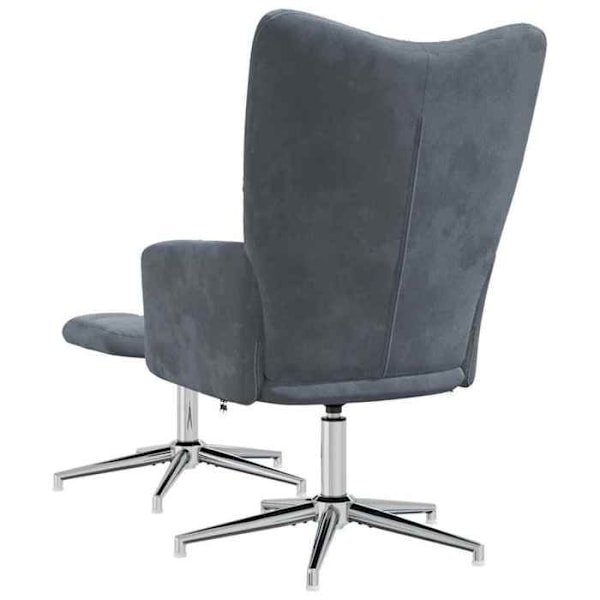 Lounge fåtölj designad soffa med fotpall i mörkgrå sammet DEC026593 Grå