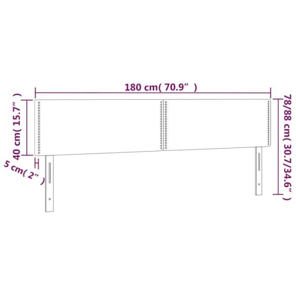 Hovedgærde til soveværelse med LED 180 x 5 x 78/88 cm mørkegrå stof TDL0201101 Grå