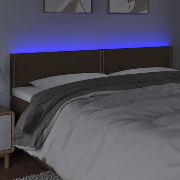 Sänggavel tillbehör sovrum möbel med LED 200 x 5 x 78/88 mörkbrunt tyg