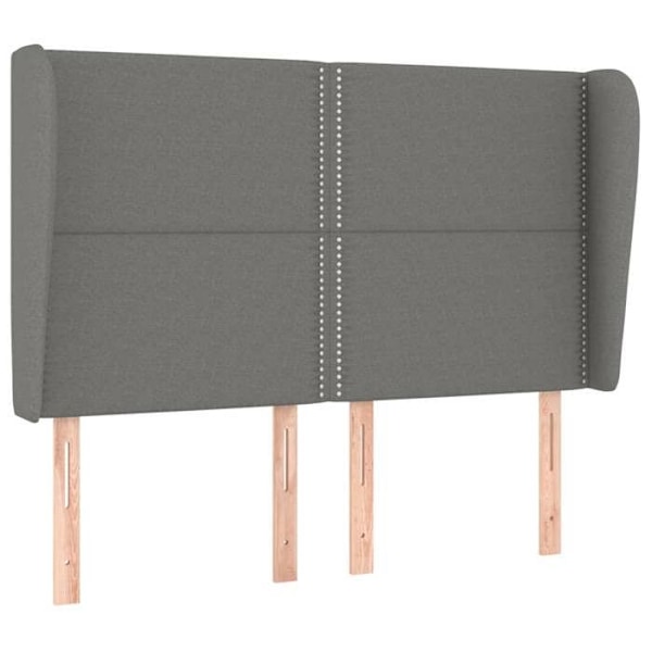 Hovedgærde til seng med sidestøtte 147 x 23 x 118/128 cm mørkegrå stof TDL0205004 Grå