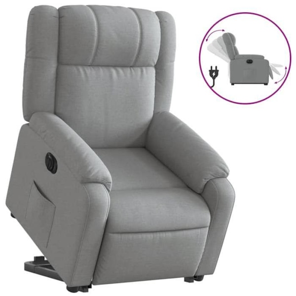 Fauteuil relax TV med elektrisk løftefunktion, meget komfortabel i lys grå stof DEC028316 Grå