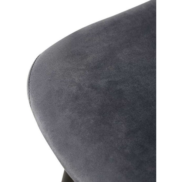 Sæt med 4 spisestuestole med dekorative diamantsting, sæde i mørkegrå velour, sorte matmetalben 10_0001884 Grå