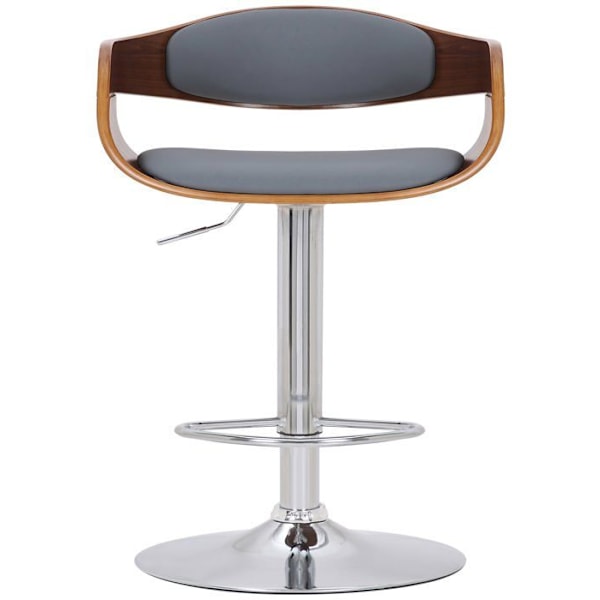Barstol x1 retrodesign i valnöt, PVC grå och metall krom 10_0000811 kastanj