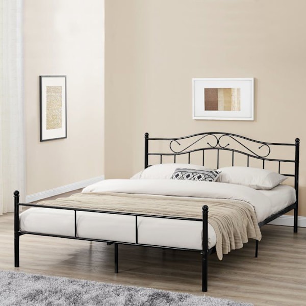 Double vuodetta - Määrittämätön - Musta metallikehys - 180x200 cm - Vintage - 2 paikkaa svart
