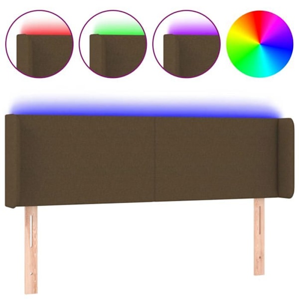 Huvudgavel sängtillbehör sovrum möbel med LED 147 x 16 x 78/88 mörkbrunt tyg