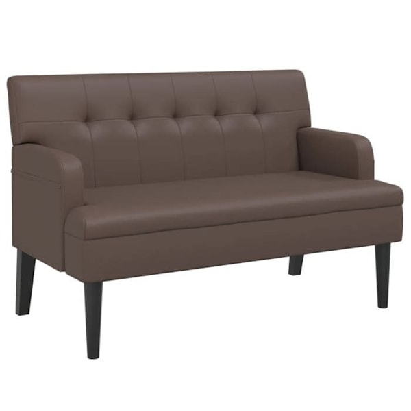 Bänkbänk med klädd rygg 112 x 65,5 x 75 cm brunt PVC DEC024650 kastanj