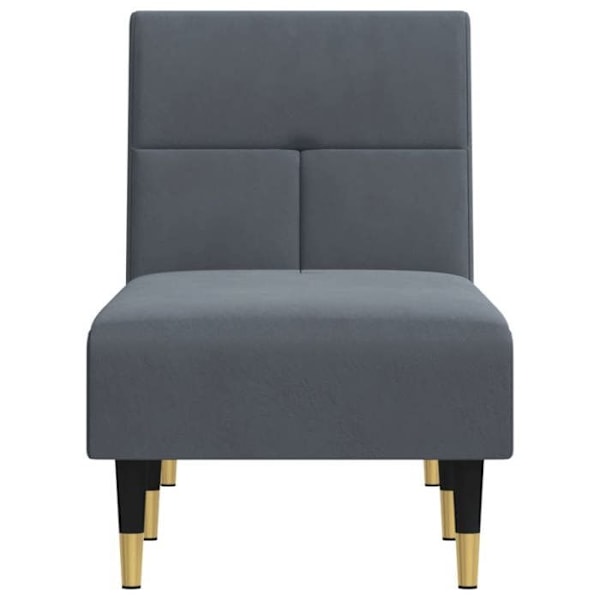 Meridienne chaise longue til indendørs tre konvertible positioner i mørkegrå velour DEC026186 Grå