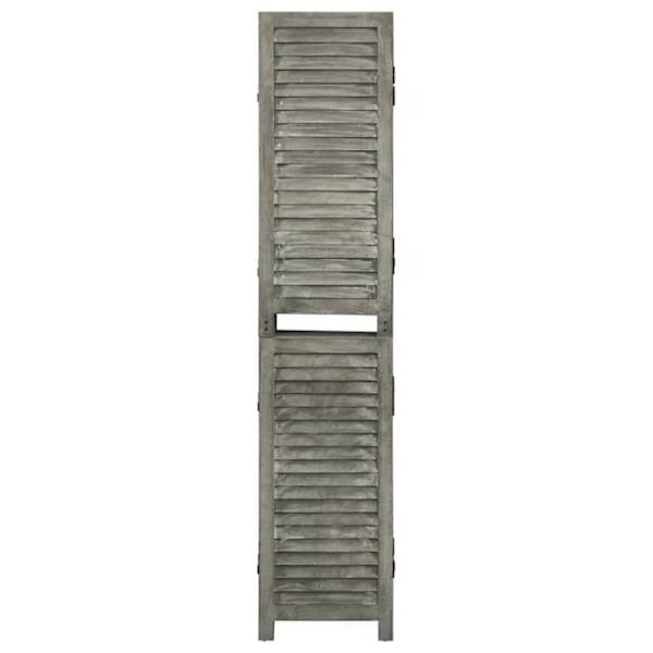 Paravent separator för rum skärm 5 paneler 179 x 166 cm solid trä grå väderbiten DEC030969 kastanj