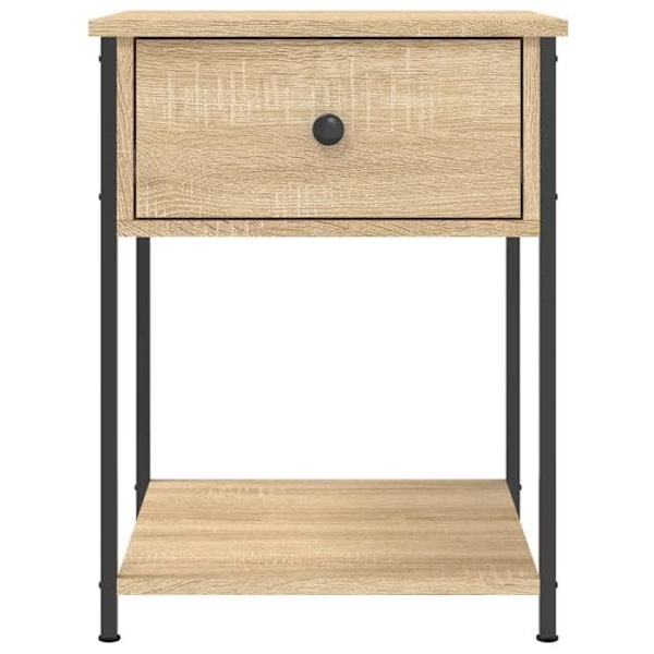 Sæt med 2 natborde med skuffe 44 x 45 x 58 cm, ingenieetræsfarve eg og jern DEC035290 kastanj